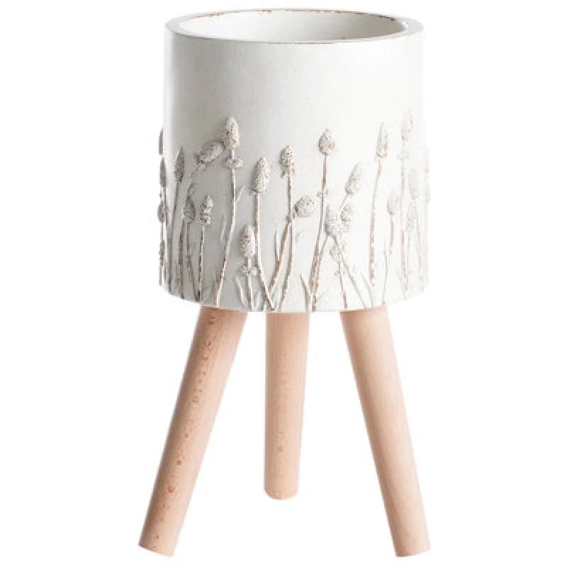 Image of Beliani Elevated Plant Pot Janina 24cm Off-White