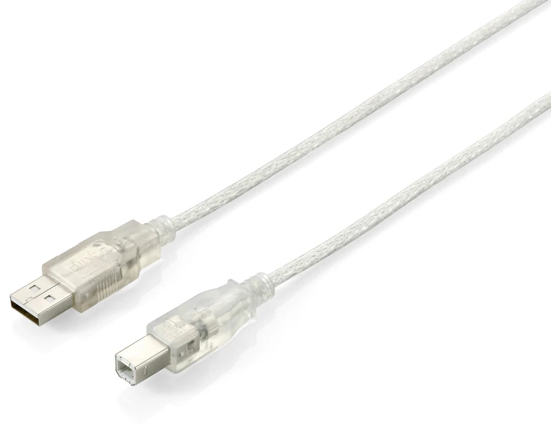Image of Equip USB 2.0 Type A to Type B Cable. 3.0m . Transparent silver