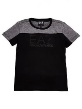 Image of Emporio Armani EA7 Short Sleeve Colour Block T-Shirt Dark Grey Size 12 Years Boys