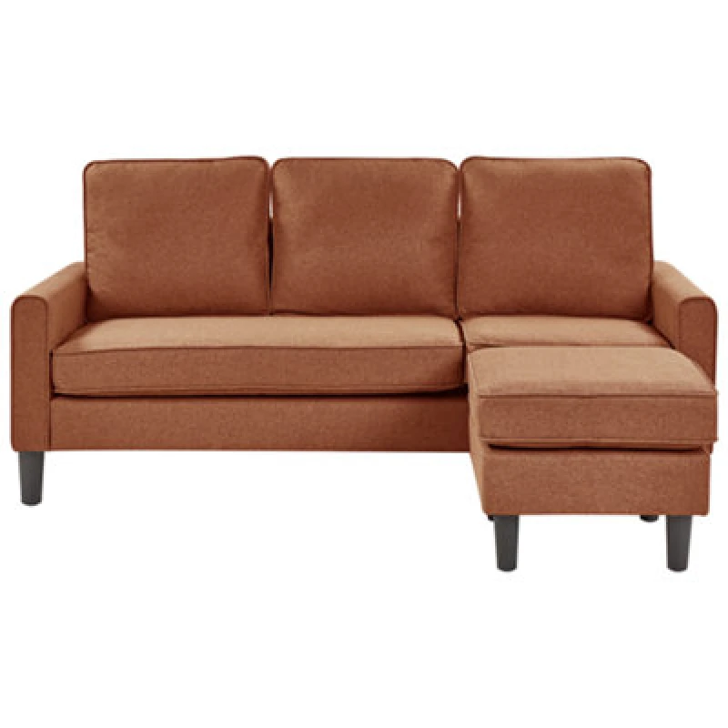Image of Beliani Sofa 3 Seater Avesta Fabric Golden Brown With Ottoman