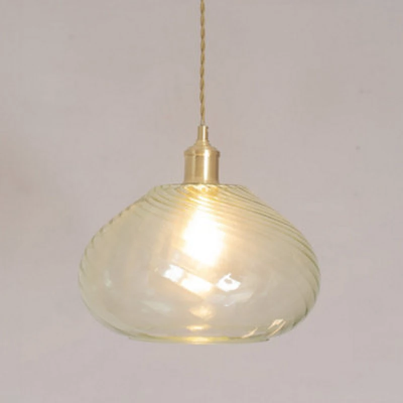 Image of ValueLights ValueLights Corinne Twill Spiral Bulbous Glass Easy Fit Pendant Lamp Shade in Light Green Light Green One Size Unisex 5016529272571