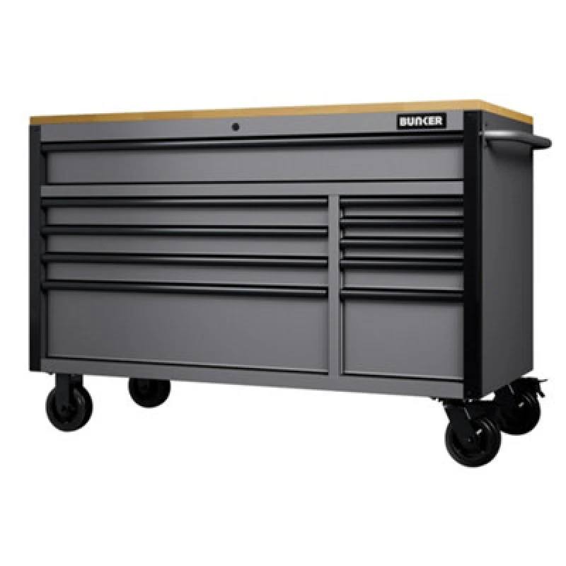 Image of Bunker 10 Drawer Workbench Tool Roller Cabinet 31760 Colour: Black / Light Grey