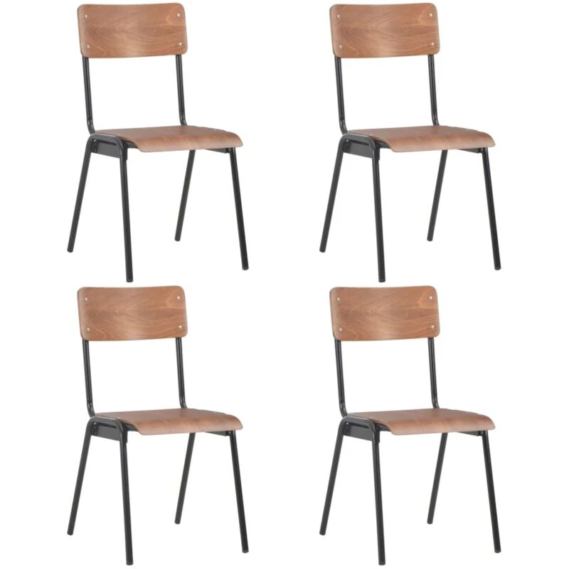 Image of VIDAXL Dining Chairs 4 pcs Brown Solid Plywood Steel Vidaxl 280085fr