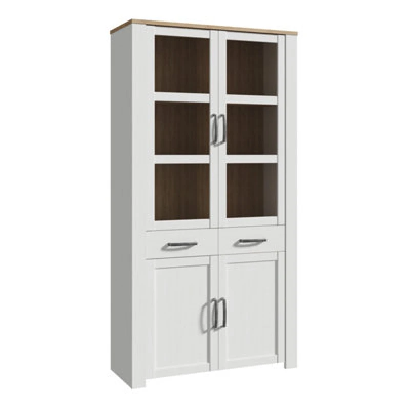 Image of Furniture To Go Bohol Display Cabinet 4 Door 2 Drawer In Oak/white