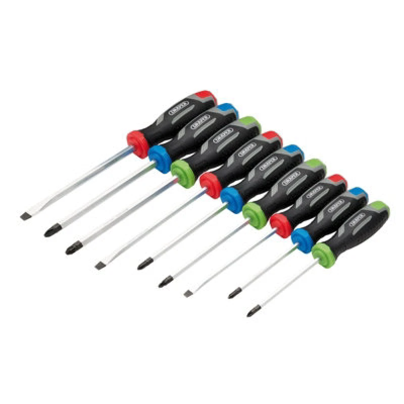 Image of Draper 13487 Pound Thru Soft Grip Screwdriver Set (9 Piece) 13487