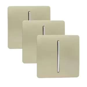 Image of Trendi Switch 1 Gang 2 Way 10 Amp Rocker Light Switch in Screwless Gold (3 Pack)