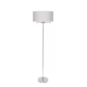 Image of Malin 5-Bulb Chrome Linen Shade Floor Lamp Silver