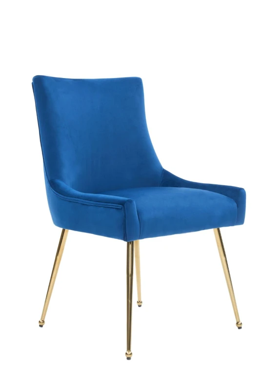 Image of Life Interiors Life Interiors Single Viviana Velvet Dining Chair with Gold Legs and Ring Handle in Blue Blue One Size Unisex 5056660010342