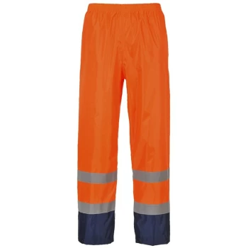 Image of H444ONRL - sz L Hi-Vis Classic Contrast Rain Trouser - Orange/Navy - Portwest