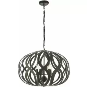 Image of Hanging Ceiling Pendant Light Antique Brushed Bronze 5 Bulb Modern Table Feature