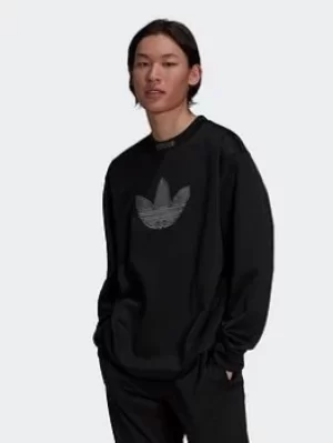 Image of adidas Originals Sprt Logo Crewneck Sweatshirt, Black Size XS Men