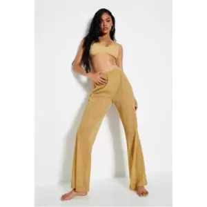 Image of I Saw It First Gold Premium Metallic Wide Leg Beach Pants - Metallics