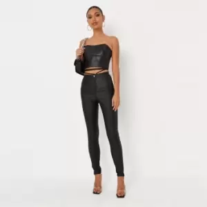 Image of Missguided Coated Vice Strap Waist Skinny - Black