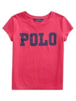 Image of Ralph Lauren Girls Short Sleeve Polo Graphic T-Shirt - Bright Pink, Bright Pink, Size Age: 5 Years, Women