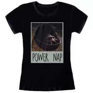 Image of Star Wars: The Mandalorian Womens/Ladies Power Nap T-Shirt (S) (Black)