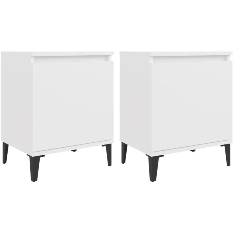 Image of VIDAXL Bed Cabinets with Metal Legs White 40x30x50cm Vidaxl 8720286356432