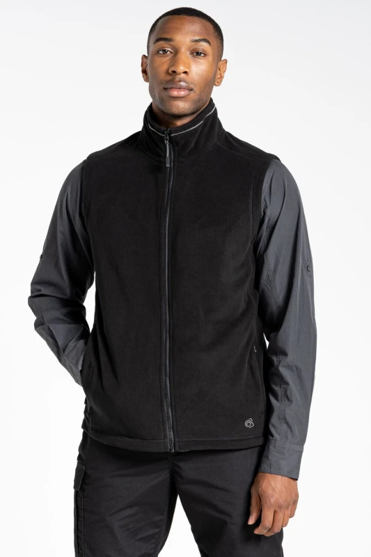 Image of Craghoppers Craghoppers Men Mens 'Expert Corey' Full Zip Fleece Vest in Black Size: Small Black S Male 5054904703692