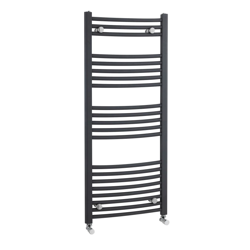 Image of Balterley Heated Vertical Towel Rail Curved 1689 BTU Anthracite 1150x 500mm Grey