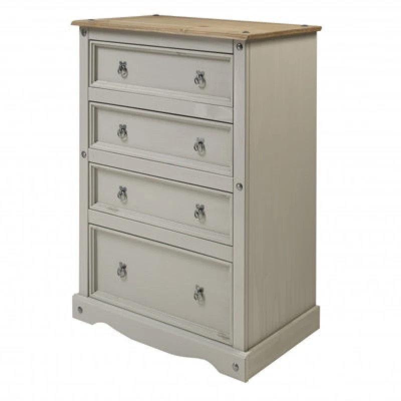 Image of MERCERS FURNITURE Corona Grey Wax Compact 4 Drawer Chest 5060765291261