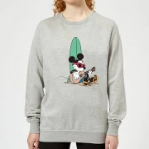 Image of Disney Mickey Mouse Surf And Chill Womens Sweatshirt - Grey - M
