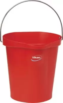 Image of Vikan 12L Plastic Red Bucket With Handle