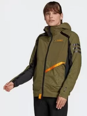 Image of adidas Terrex Utilitas Rain Jacket, Pink/Black, Size L, Women