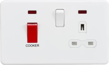 Image of KnightsBridge Screwless 45A DP switch and 13A switched socket with neons - matt white