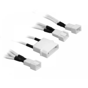 Image of BitFenix Alchemy Molex to 3x 3-Pin Adapter 20cm sleeved white/white