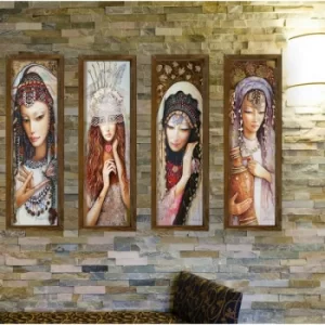 Image of KZM387 Multicolor Decorative Framed MDF Painting (4 Pieces)