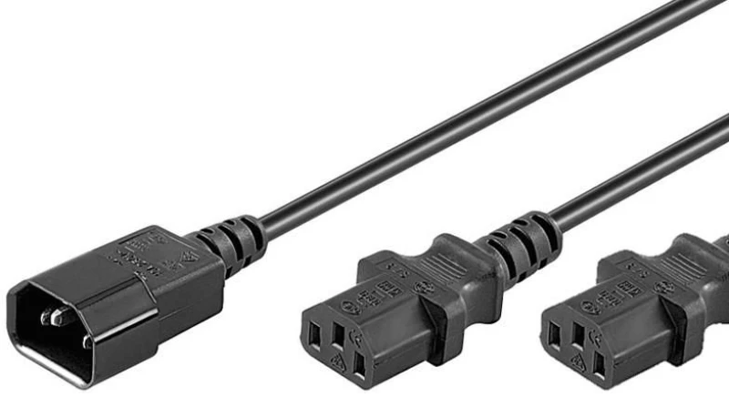 Image of Microconnect PE061312 power cable Black 1.2 m C14 coupler 2 x C13 coup