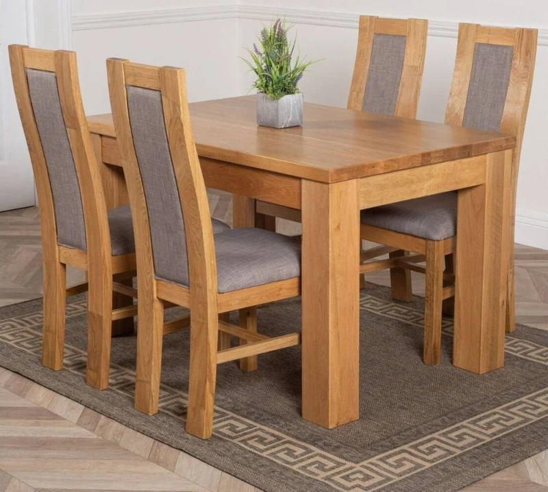 Image of Thats Furniture Dakot 127 x 82cm Oak Small Dining Table & 4 Stanford Chairs in Brown Size: 127 x 82cm Brown Unisex 127 x 82 cm