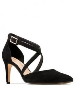 Image of Clarks Laina85 Leather Cross Strap Heeled Shoe - Black