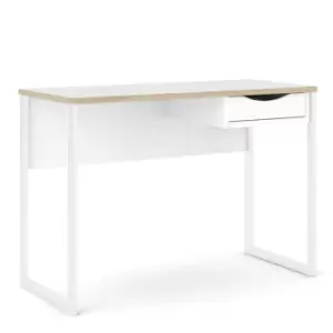 Image of Function Plus Desk 1 Drawer In White With Oak Effect Trim