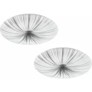 Image of Loops - 2 pack Wall Flush Ceiling Light Colour White Shade White Silver Plastic LED 33W