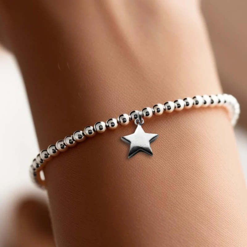 Image of Aye Do Gifts Star Silver Beaded Bracelet For Her & Kids
