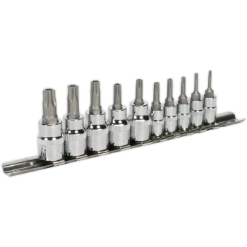 Image of Sealey 10 Piece Combination Drive Security Torx Socket Bit Set Combination