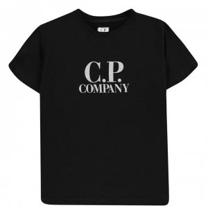 Image of CP COMPANY Junior Boys Goggle Logo T Shirt - Black 999