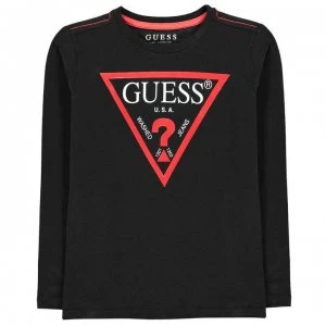 Image of Guess Long Sleeve T Shirt - Black/Red JBLK