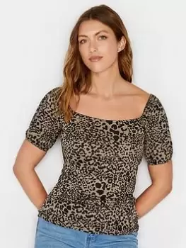 Image of Long Tall Sally Lt Camel Animal Square Neck Top, Natural, Size 20, Women