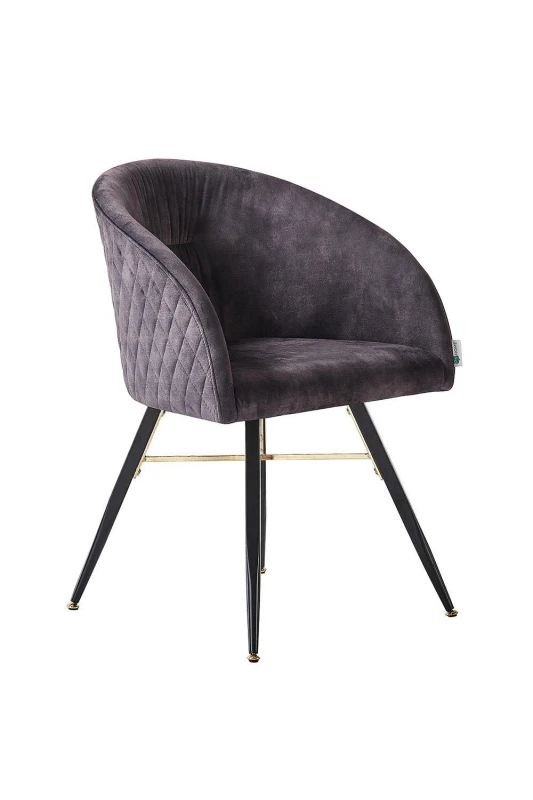 Image of Life Interiors Life Interiors Single Vittorio Velvet Dining Chair with Black Metal Legs, Quilted Design Modern Accent Chair Black One Size Unisex 5060