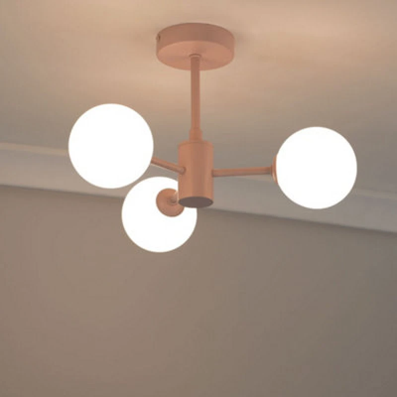 Image of SO'HOME Marion 3-Light Semi-Flush Ceiling Light Pink ONE SIZE