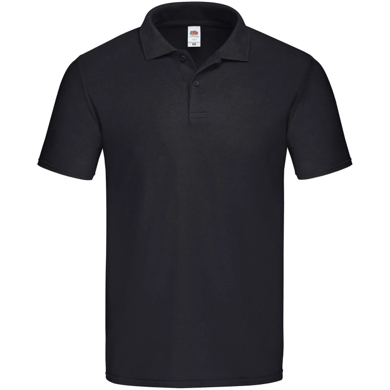 Image of Fruit Of The Loom Fruit of the Loom Men Original Pique Polo Shirt in Black Size: Small Black S Male 5059699402287