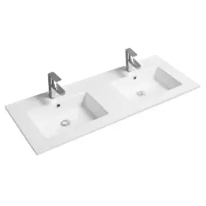 Image of Limoge Thin-edge Ceramic 121Cm Double Inset Basin With Rectangular Bowl