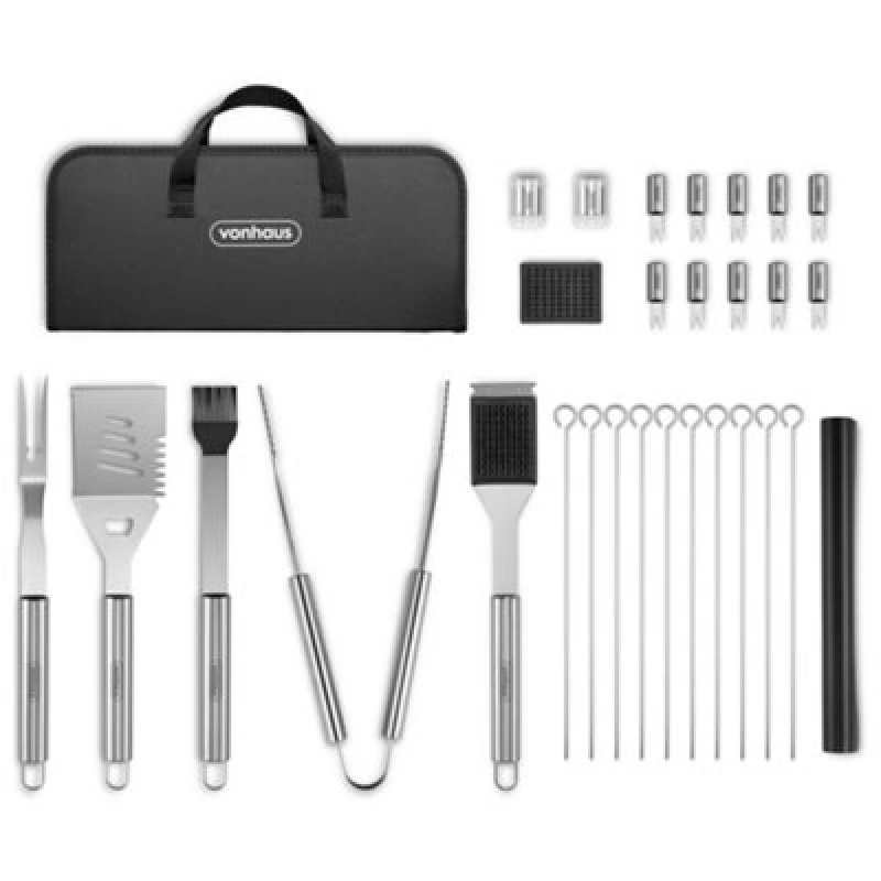 Image of VonHaus 30Pcs with Storage Case BBQ Tools Set Silver