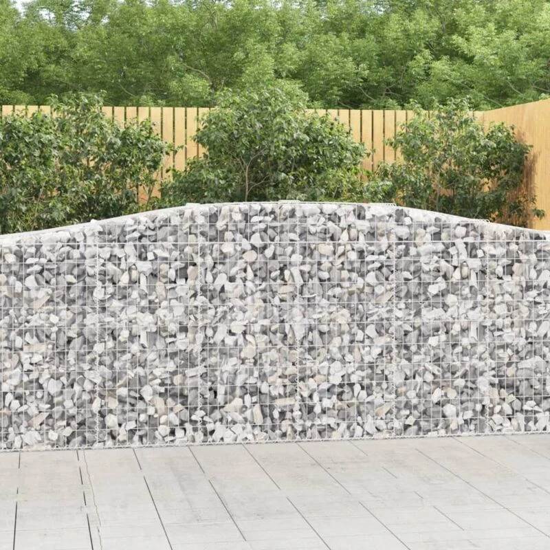 Image of vidaXL Arched Gabion Baskets 6 pcs 400x50x100/120cm Galvanised Iron, Silver 3145960
