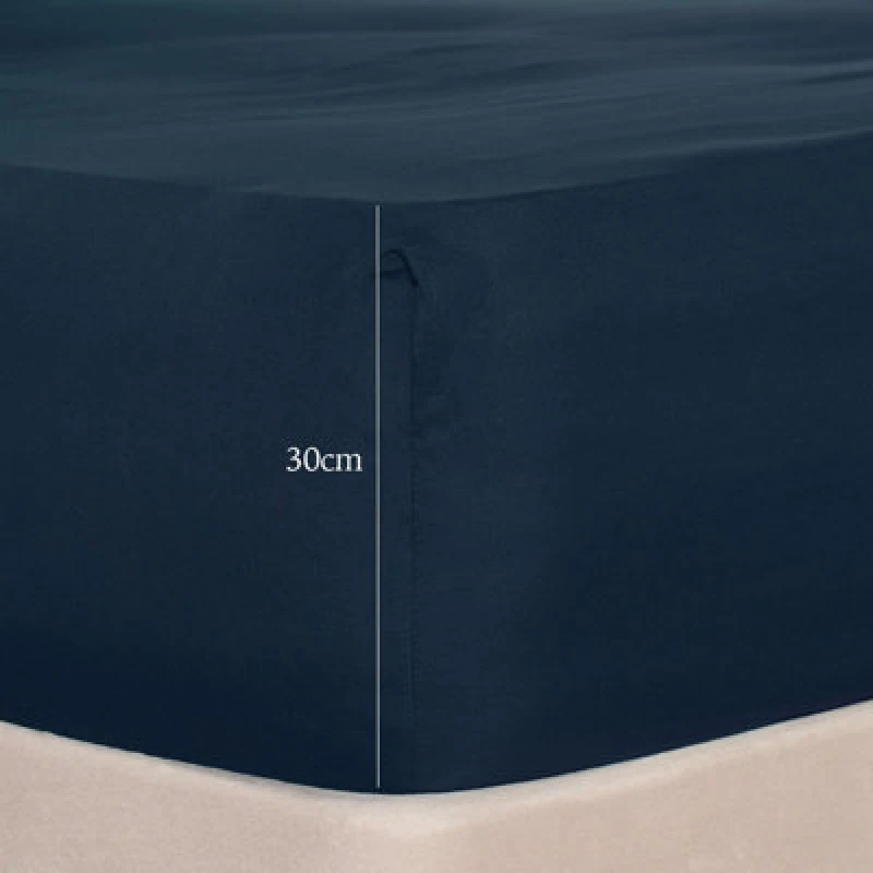 Image of OHS OHS Plain Bed Sheet Microfibre Deep Fitted Soft in Dark Navy Size: Single Fitted Dark Navy Single Fitted Unisex 5027434198870