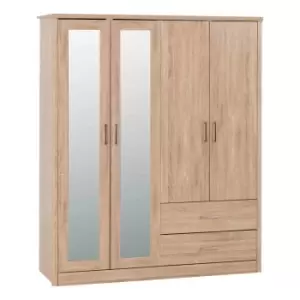 Image of Seconique Lisbon 4 Door Wardrobe - Light Oak Effect Veneer