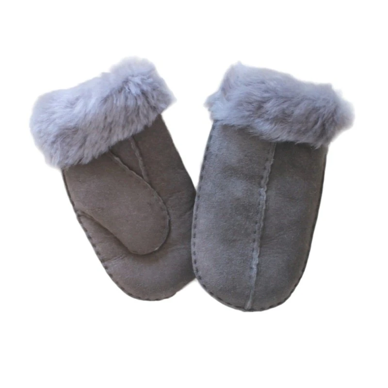 Image of Eastern Counties Leather CSM Sheepskin Split Seam Mittens in Grey Grey Unisex One Size