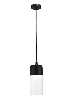 Image of Mia Tube Ceiling Pendant 1 Light E27 Black, Clear Glass