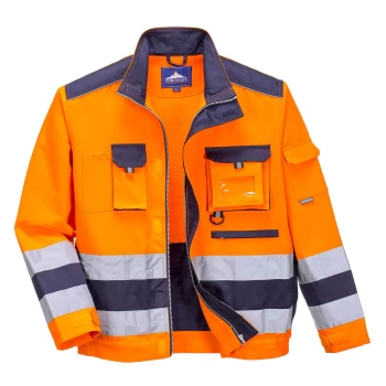 Image of Portwest Lille Hi Vis Jacket Orange / Navy 3XL